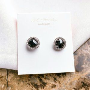 Alicia Bonnie The Real Me Pave Round Silver Black Stud Earrings